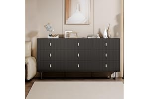 Chrangmay Black 9-Drawer Chest of Drawers for Bedroom,Modern 9 Drawer Triple Dresser with Deep Drawers, Wide Storage Organizer Cabinet for Living Room, Hallwayand Closet Storage Bedroom