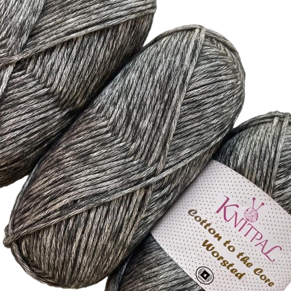 Cotton to The Core Medium Weight #4, Aran Extra Soft Baby Cotton Yarn for Knitting Crocheting Blankets, Heathered, 3 Skeins, 597m/300g (Baby Pink)