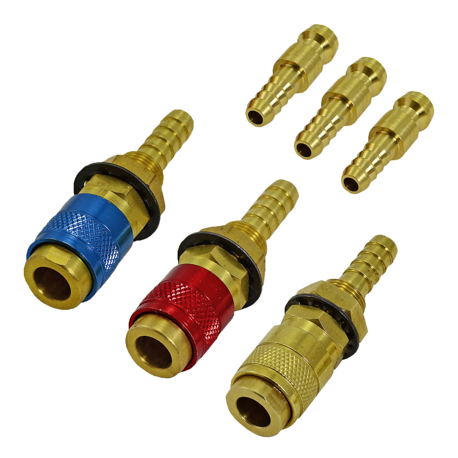 RIVERWELD Argon Quick Connect Fittings Hose Connector for QQ300 PTA DB SR WP 17 18 26 TIG Welding Torch Red Blue Gold Colour 3set