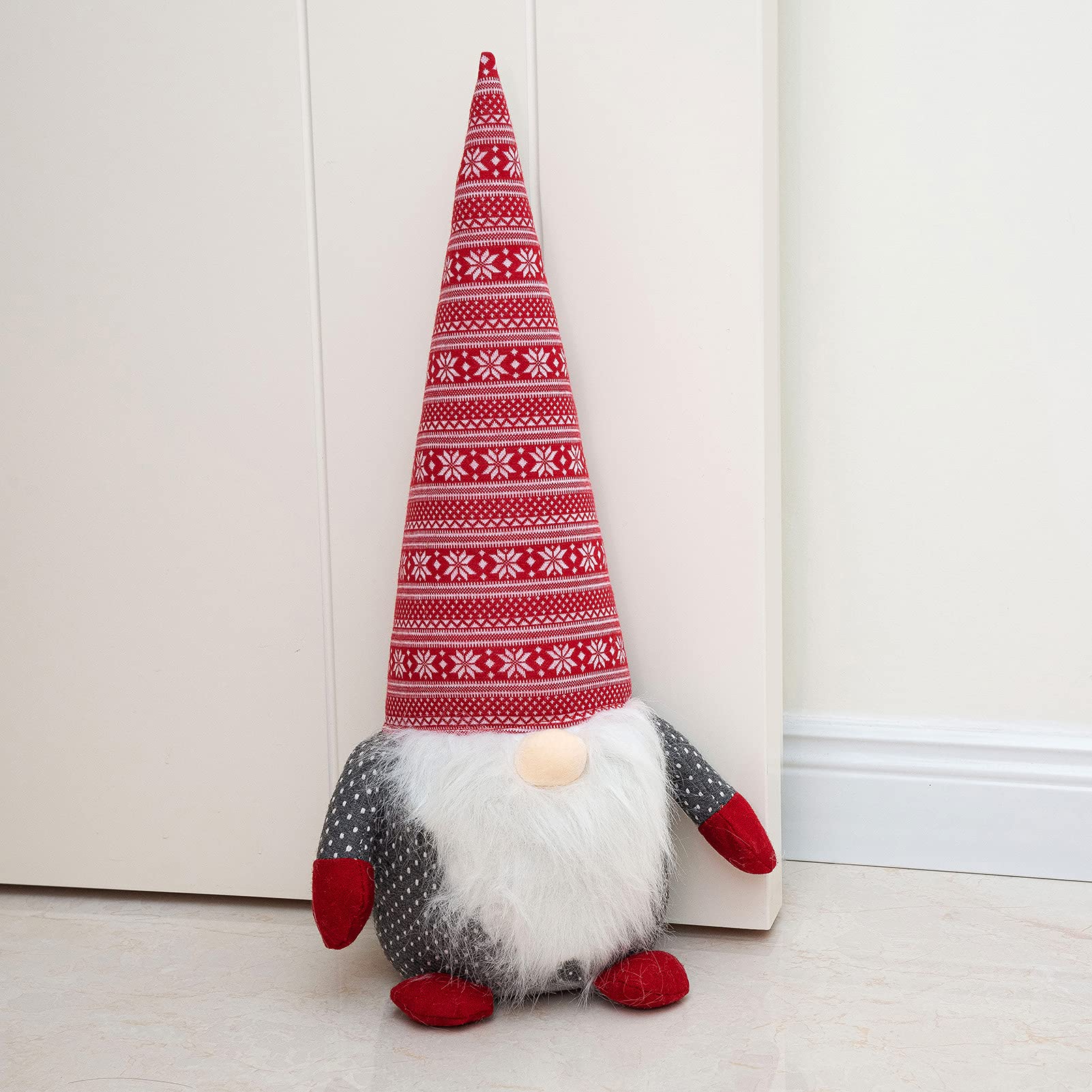 Marwood Cute Door Stopper Decorative Door Stops for Home and Office, Stuffed Fabric Christmas Door Stopper Weighted Interior Doorstop Floor Decorative - Santa Claus with Snow Cap 48cm — image 1