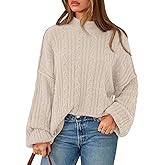 PRETTYGARDEN Womens Sweater 2026 Long Sleeve Crewneck Cable Knit Oversized Sweaters Pullover Exposed Seam Spring Outfits