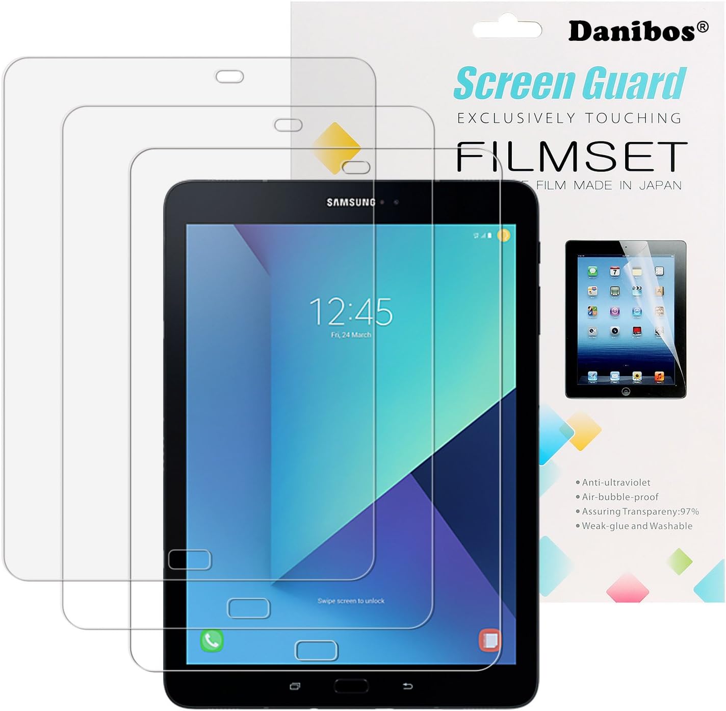 Danibos 3 x Screen Protector for Samsung Galaxy Tab S3 (9.7 Inch WiFi LTE (Samsung Galaxy Tab – S3/Bag)