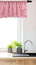 Ambesonne Pink and White Window Valance, Abstract