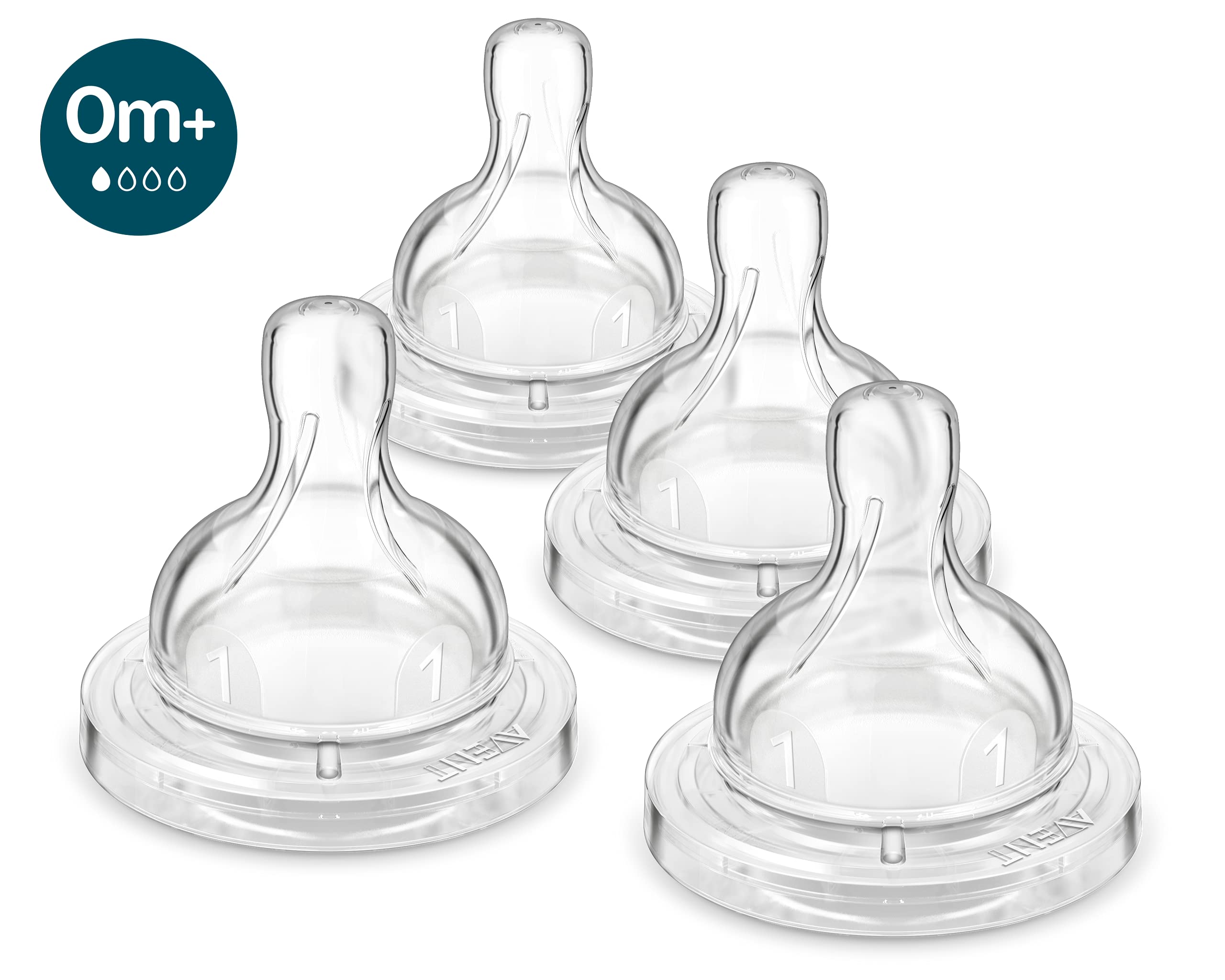Philips AVENT Anti-Colic Baby Bottle Flow 1 Nipple, 4pk, SCY761/04