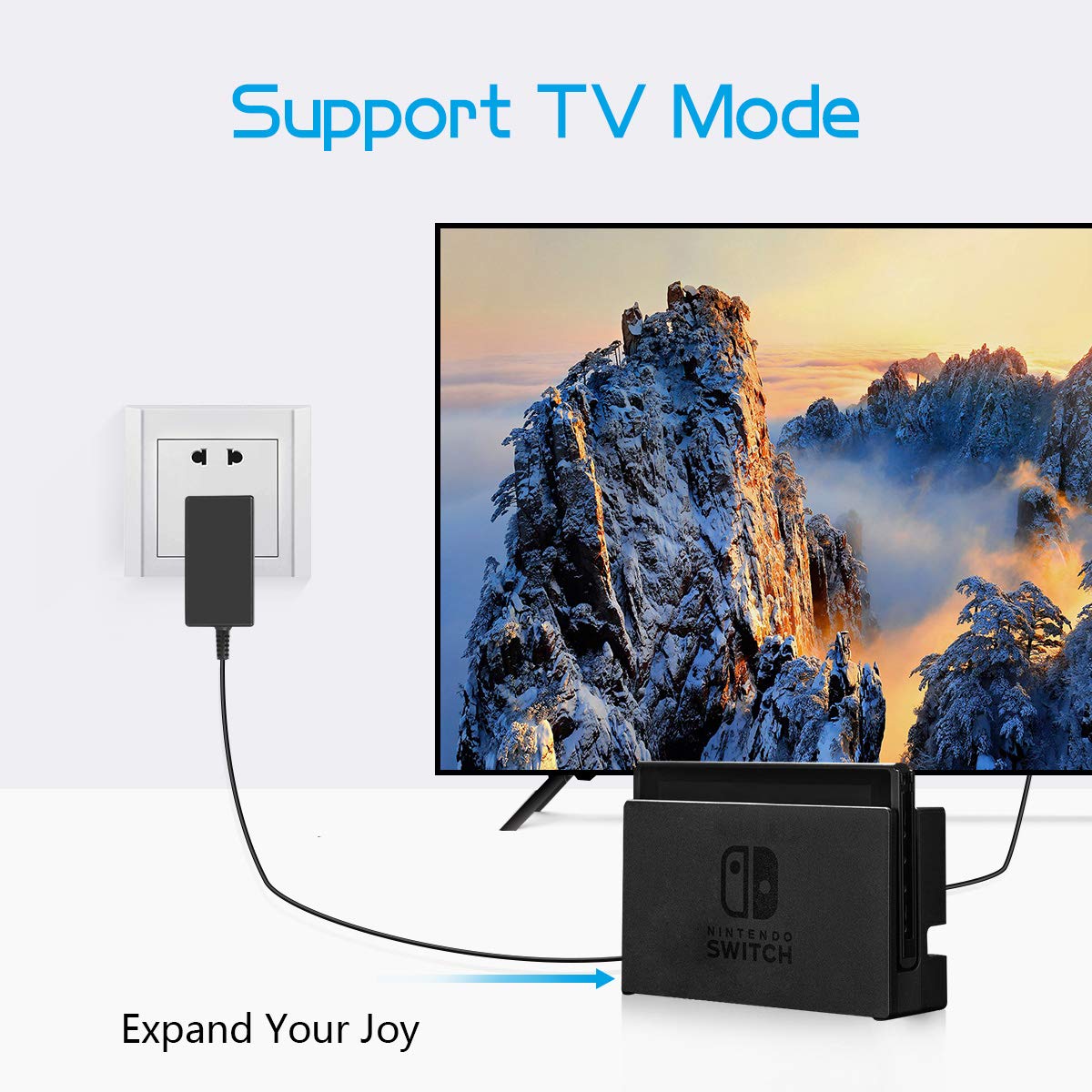 Switch Charger Compatible with Nintendo Switch/Pro Controller/Switch Dock with 5ft Type C Cable,Support TV Mode,2.5 Hours Fast Travel Wall Charger,1.5V/2.6A AC Adapter Power Supply