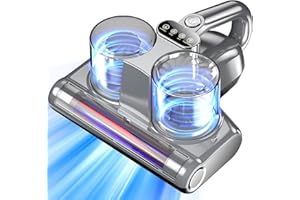 YUFAC Bed Vacuum Cleaner 5 in 1 with Mattress Vacuum 16Kpa Suction 253.7nm UV-C Light, HEPA Filtration, Ultrasonic, Heating, 30000Rpm/Min Brushroll Rotation, Replacement Filter Included, 500W, Corded