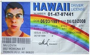Bandera de identificación falsa de AUMIAU McLovin de 3 x 5 pies para