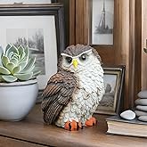 XKFLAUHM Snowy Owl Statue, Brown Owl Figurine Cute Delicate Resin Bird Sculpture for Home Decor, Office Decoration, Housewarming Gift, Decorate Desk, Bird Lover(4 * 2.7 * 2.7Inches)
