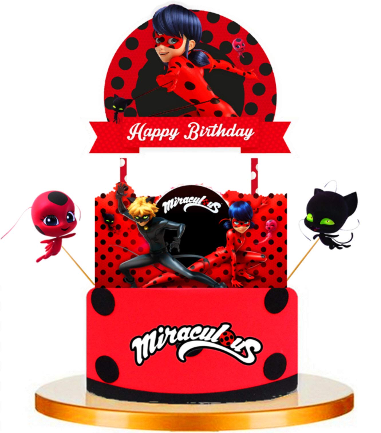 31PC GIANT CAKE TOPPER MIRACULOUS LADYBUG LADY BUG CARDSTOCK CAKE