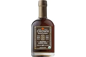 Crown Maple Bourbon Barrel Aged Organic Maple Syrup, 12.7 Fl Oz, Pancakes, Flavor Cocktails, Marinades and Sauces