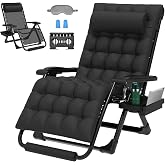 ZENPETIO Oversized Zero Gravity Chair, 33In XXL 500LBS with Cushion | Anti Gravity Recliner Lounge Chair with Aluminum Alloy Lock &amp; Footrest, 90-170&deg; Adjustable, for Lawn Patio Indoor Outdoor