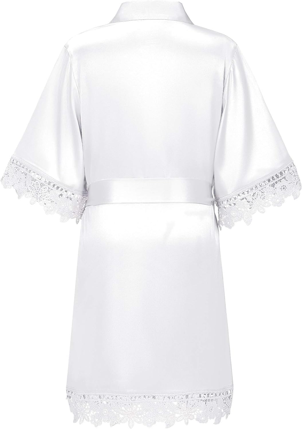 AW BRIDAL Girls' Satin Kimono Robe Flower Girl Bathrobe Kids' Silk Nightgown with Lace Trim for Spa Party Wedding Birthday: Clothing