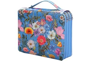 Lbxgap Portable Colored Printing Pattern Morning glory and Daisy Pencil Case 120 Slots Pen Pencil Bag Organizer with Handy Wrap Portable- Multilayer Holder for Prismacolor Crayola Colored Pencils