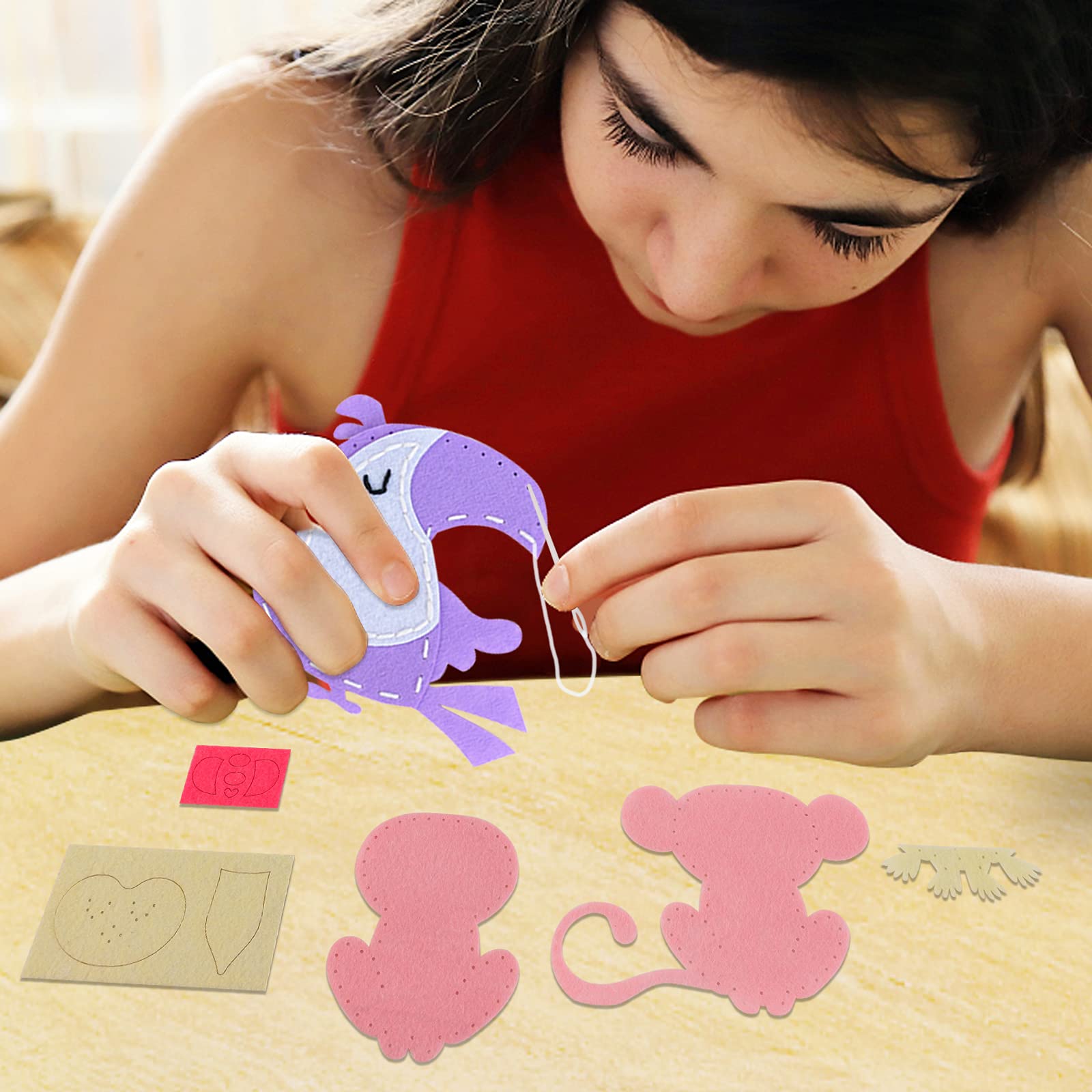 Coola Sewing Kit for Kids, Crafts for Kids Ages 8-12, Arts and Crafts for Kids, Sewing Kit for Beginners, DIY Felt Tropical Animals Kits, Craft Supplies for Kids Girls Boys Gift Ideas Set of 12