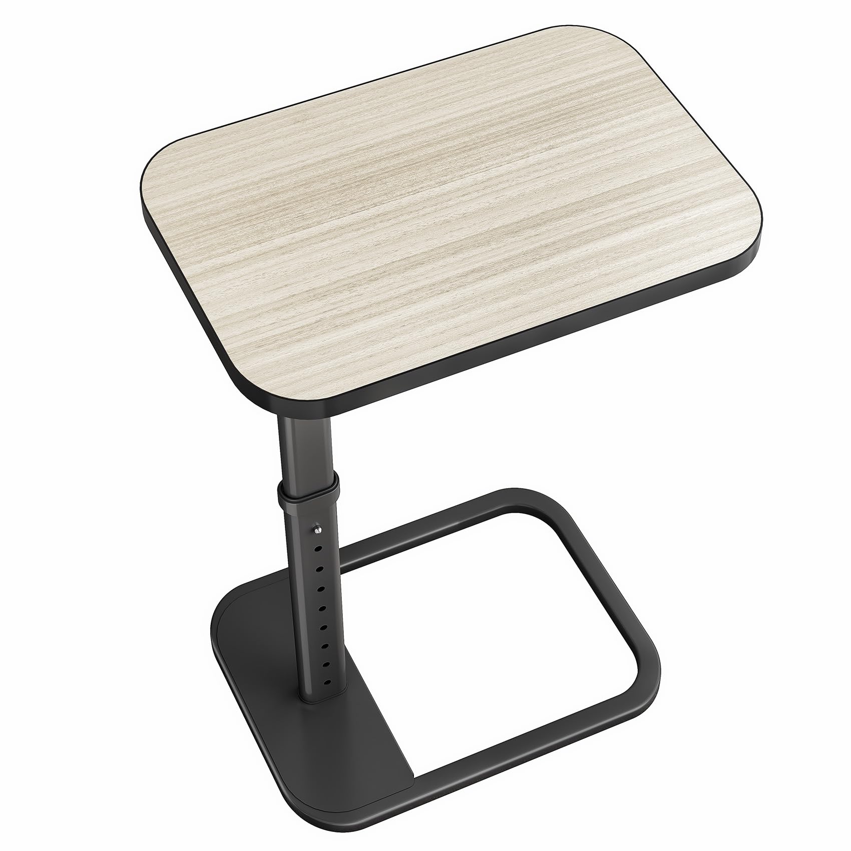 Photo 1 of Driftwood Grey TV Tray Table, Adjustable Height & Rounded Metal Corners, Snack Table for Couch, Sofa, Bed, Chair, Living Room, C Shaped End Side Table for Eating, Dinner or Laptop, Small Spaces