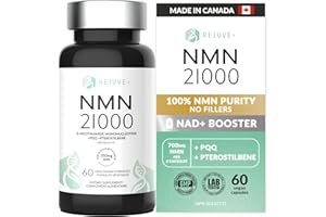 REJUVE+ NMN21000++ | PQQ & Pterotilbene | 700mg / 2 Capsules | 100% Purity Premium NMN (No Fillers) | Market Superior for Qua