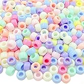 Mulutoo Pony Beads, 300 Pcs Rainbow Acrylic Craft Beads, Colorful Round Plastic Spacer Beads for DIY Jewelry Craft Making Necklace Rainbow Bracelet