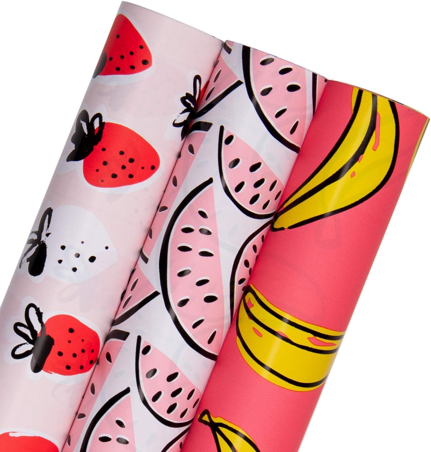 LaRibbons Gift Wrapping Paper, 3 Rolls-Strawberry, Watermelon, Banana