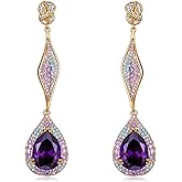 Crystal Teardrop Vintage Dangle Earrings for Women Colorful Luxury Cubic Zirconia Drop Hypoallergenic Earrings Fashion Jewelry Gift for Wedding Prom Party