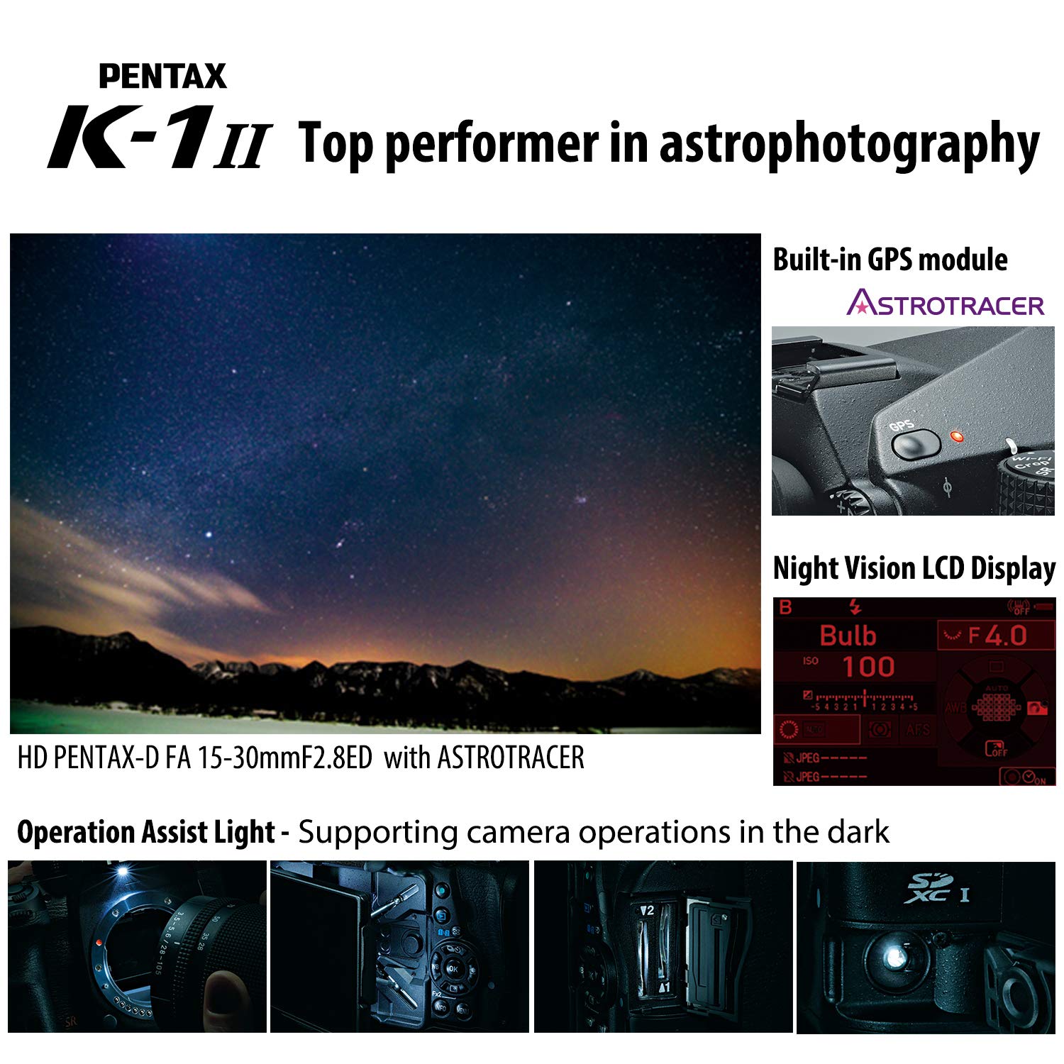 Pentax K-1 Mark II Full Frame 36MP Weather Resistant DSLR with 3.2