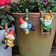 JARPSIRY Set of 3 Cute Climbing Gnome Figurines Flower Pot Hugger, Resin Hanging Gnomes Statue Outdoor Decor Fence Ornaments for Patio Lawn Garden Yard