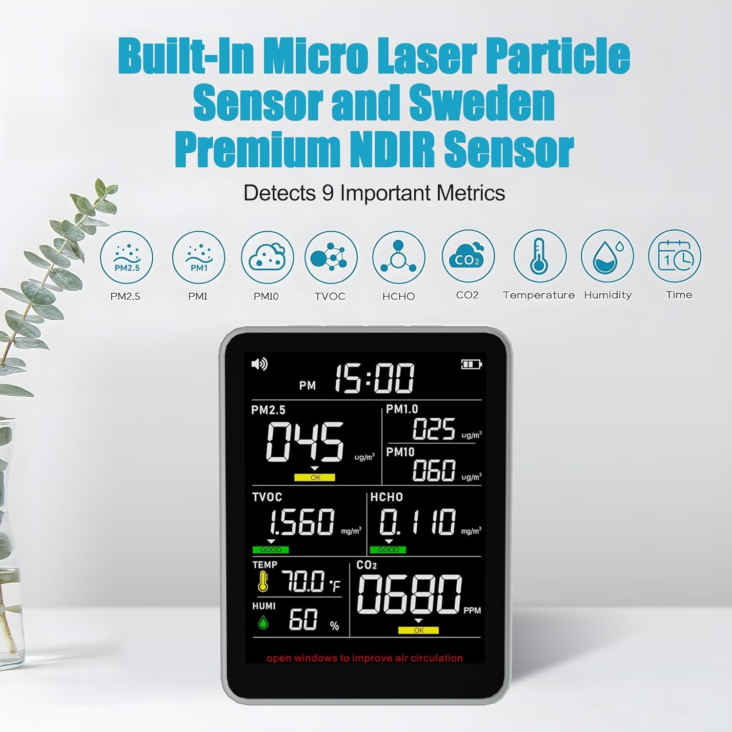 Mua 9-in-1 Professional Indoor Air Quality Monitor Indoor Portable PM2 ...
