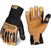 Ironclad Ranchworx Work Gloves RWG2, Premier Leather Work Glove, Performance Fit, Durable, Machine Washable, RWG2-02-S, Brown/Black, Small (Pack of 1)