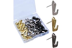 ATSKY 30 PCS Push Pin Picture Hooks, thumbtacks for Wall Hanger, Picture Hanging Nails for Wall, Decorative Thumb Tacks for Hanging, Bulletin Board Hooks (Silver & Gold & Black)