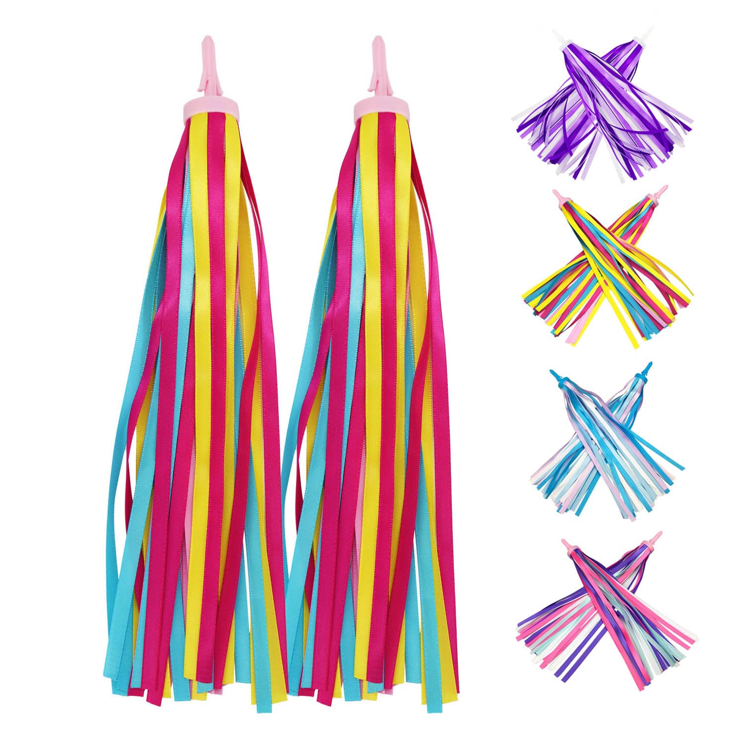 PLATT Kid's Bicycle Handlebar Streamers Colorful Ribbons Tassel for Girls Boys Bicycle Handlebar Scooter Handgrip (1Pair)