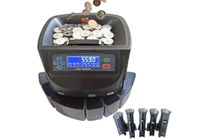 Coin Counter, Electric Coin Sorter, 270 Coins/Minute, 500 Coins Capacity, Coin Counter with Digital Counting Display for Offi