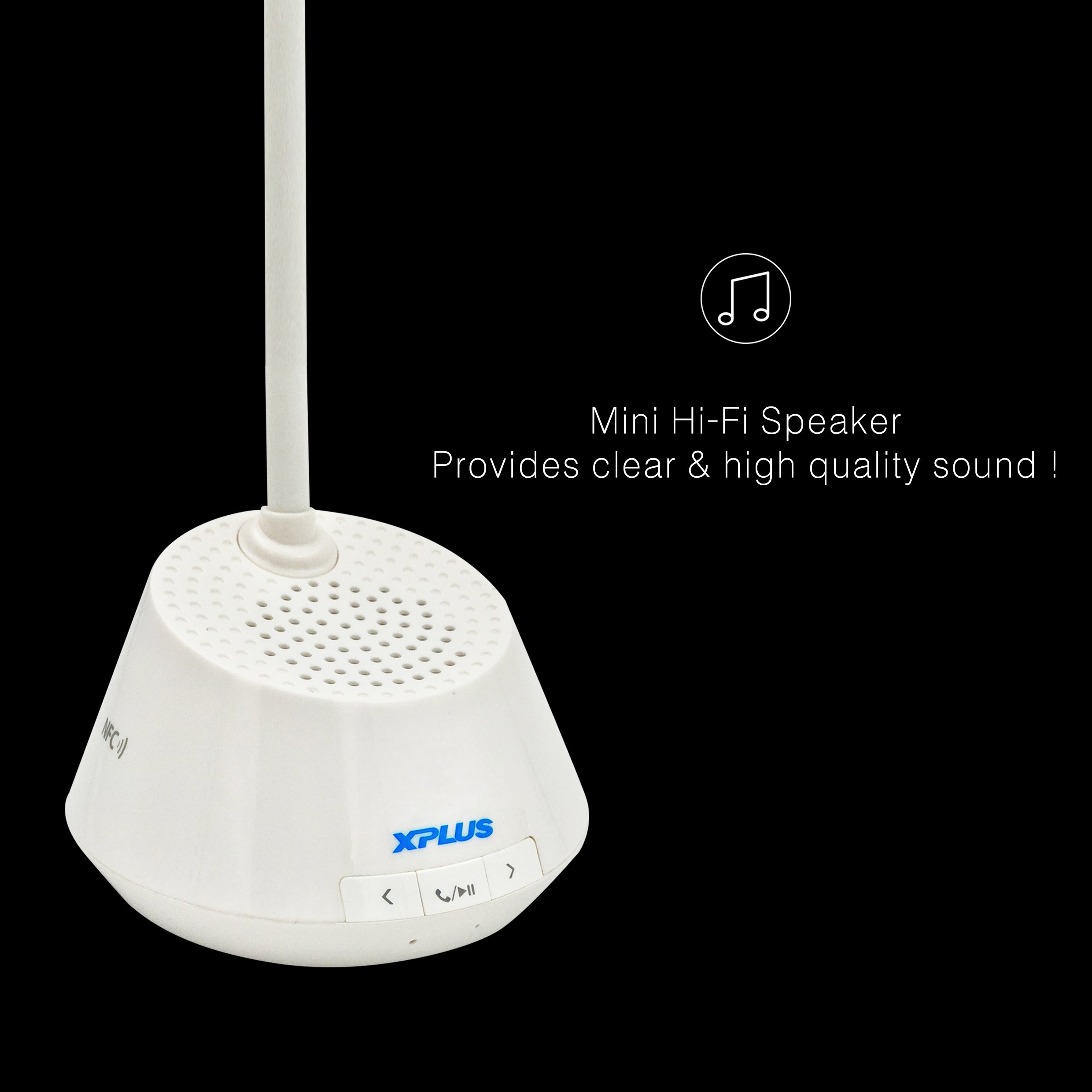 XPLUS Portable Rechargeable LED Desk Lamp & Bluetooth Wireless Speaker With Adjustable Brightness,Flexible Folding Design, Smart Music, Eye Care Reading Light