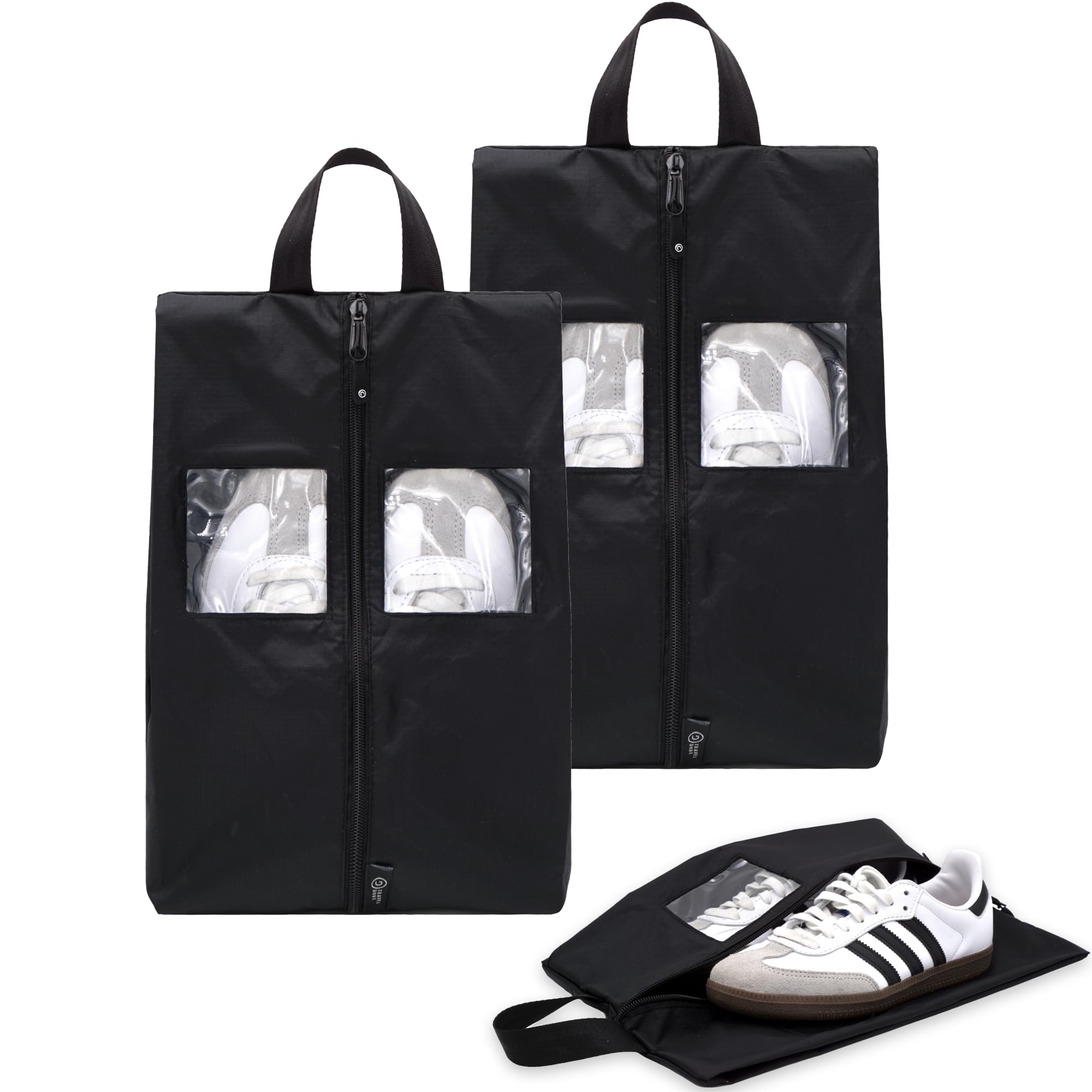 Travel Dude Compression Packing Cubes for Travel Made from Plastic Bottles | Bag Organiser for Backpacking, Suitcases & Bags | Travel Organiser for Clothes & Shoes (Shoebag, All Black (Shoe Bag))