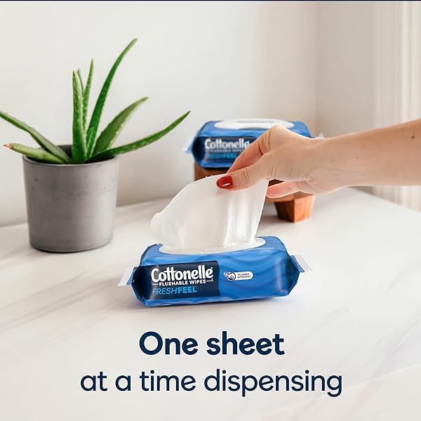 COTTONELLE FRESH FEEL FLUSHABLE WET WIPES, ADULT WET WIPES, 8 FLIP-TOP PACKS, 42 WIPES PER PACK (336 TOTAL WIPES), PACKAGING MAY VARY