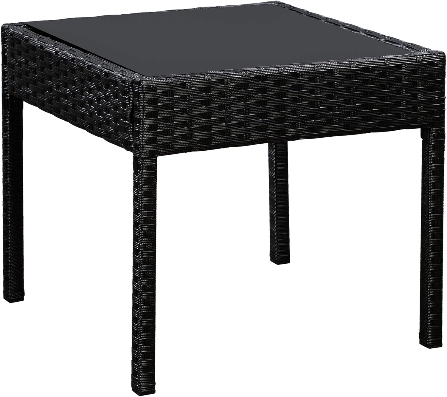 Basics Outdoor Patio Garden Faux Wicker Rattan Chair Conversation Set with Cushion - 3-Piece Set, Black: Garden & Outdoor