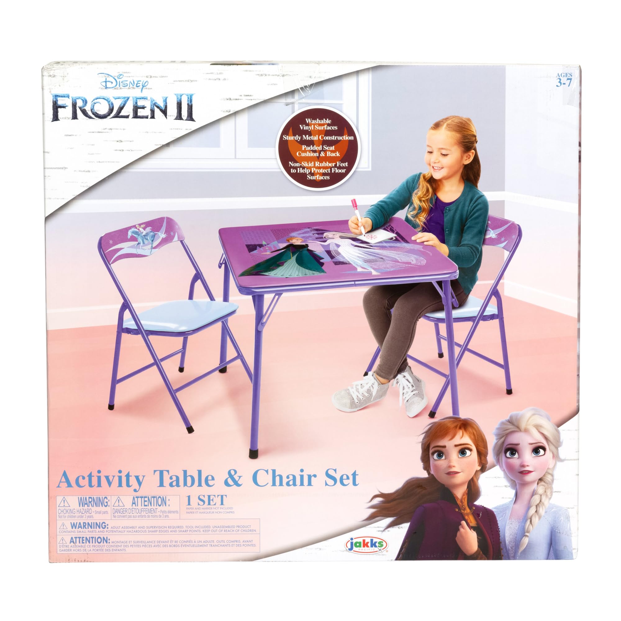 Disney Frozen Kids Folding Table & Chairs Set for Kid and Toddler 36 Months Up to 7 Years, Includes: 1 Table (24