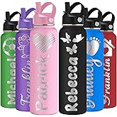 YanNanKe Personalized Water Bottle for Kids Adults with Straw Lid 12 18 24 32 40 oz Custom Water Bottles with Name Logo Engraved Insulated Stainless Steel Sports Water Bottle for School