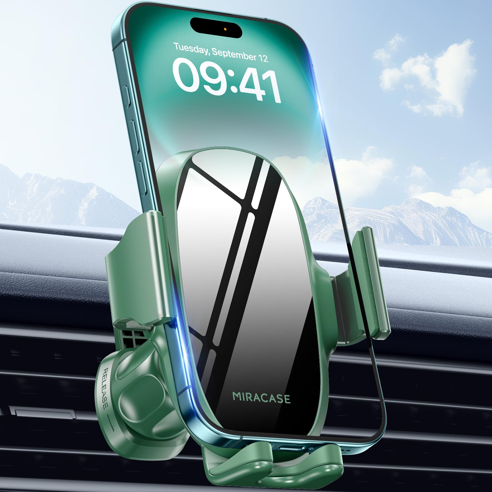 Photo 1 of Miracase Upgraded-2nd Generation Universal Phone Holders for Your Car, Hands Free Air Vent Car Phone Holder Mount Compatible with iPhone 16/15/14/13/12/11 Series and All Phones