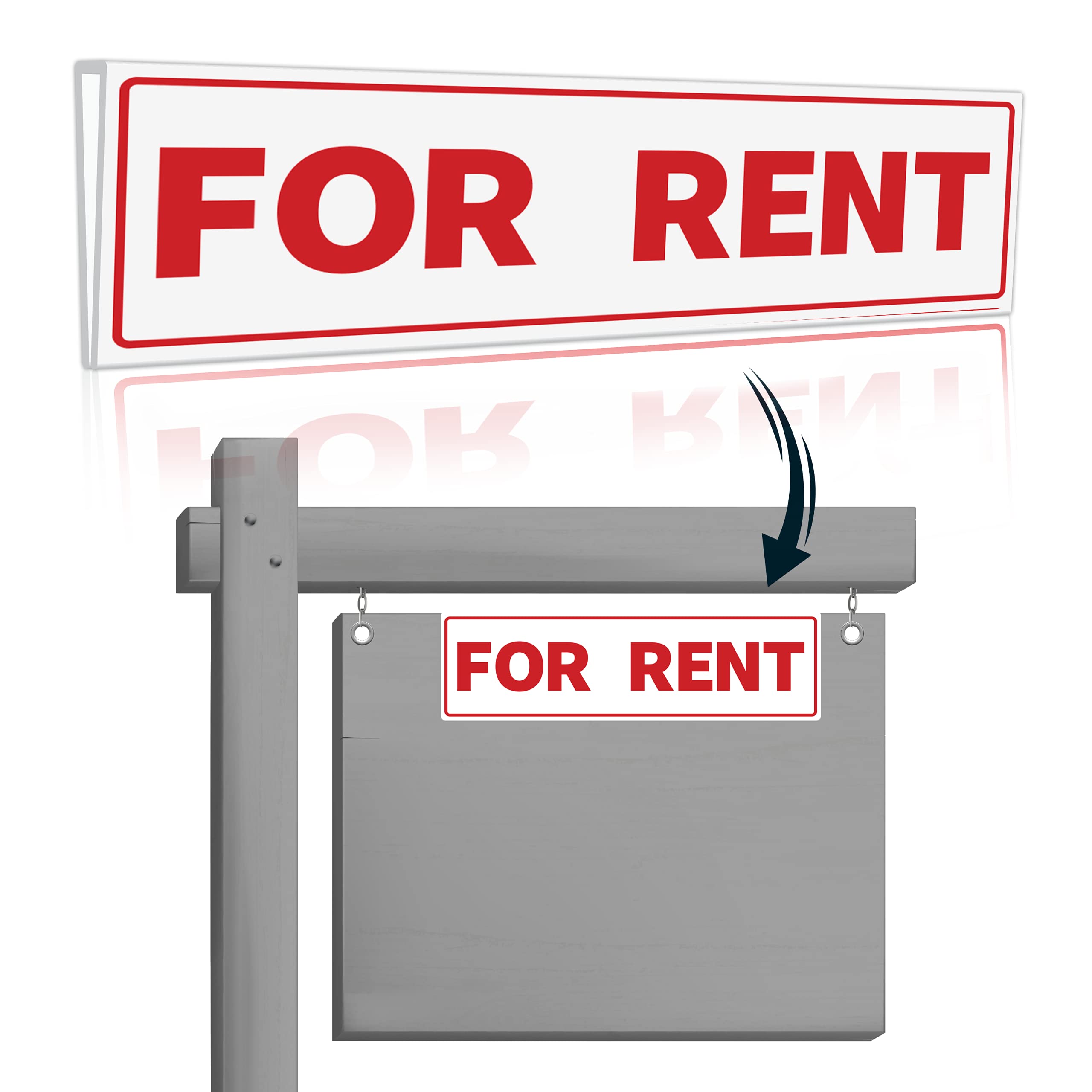Photo 1 of 1PC - For Rent Real Estate Sign Riders Sleeves, 17" x 5"- Double Sided - PVC Plastic - For Rent Sign
