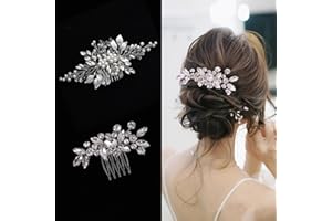 2 Pieces Crystal Rhinestone Pearl Bridal Hair Comb Set Gold Silver Wedding Hairpieces for Women Bridal Hair Accessories