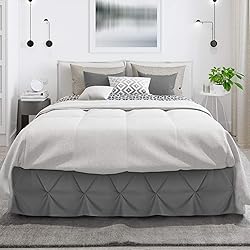 Nestl Grey Bed Skirt Full Size, Pinch Pleat Full