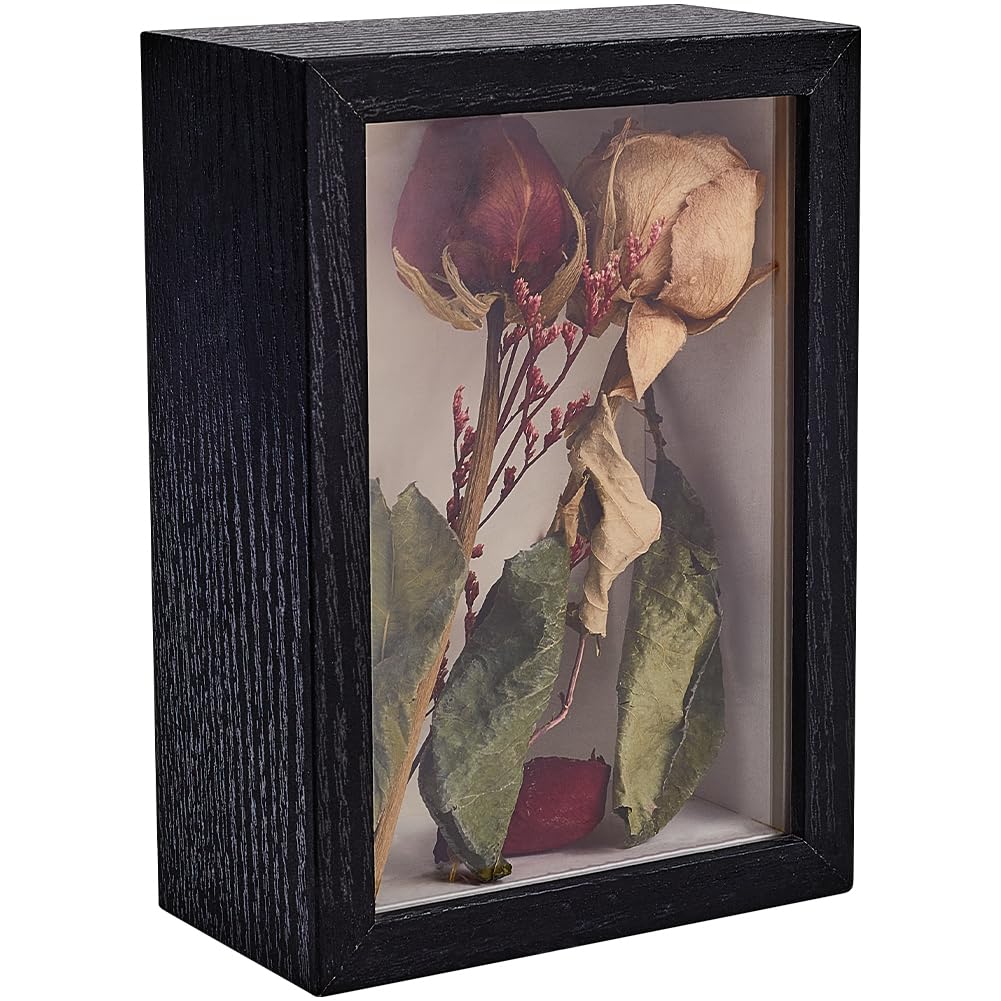CREATCABIN Shadow Box Frame Dried Flower Display Frame Memory Box Tickets Storage Picture Photo Medals DIY Crafts Tabletop Decor with Back Board for Anniversary Wedding Graduation 6.4x4.5x2.5 Inch