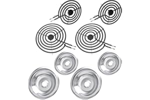 8 Pcs MP22YA Electric Stove Burner Element Replacement Set Include 2 * 6" 316048414 & 2 * 8" 316048413 drip pan bowls, 2 * 6"