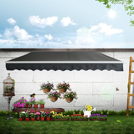 HENGMEI Aluminium Markise Klemmmarkise Balkonmarkise Sonnenschutz Kassettenmarkise Gelenkarmmarkise Sonnensegel (250 * 200cm,