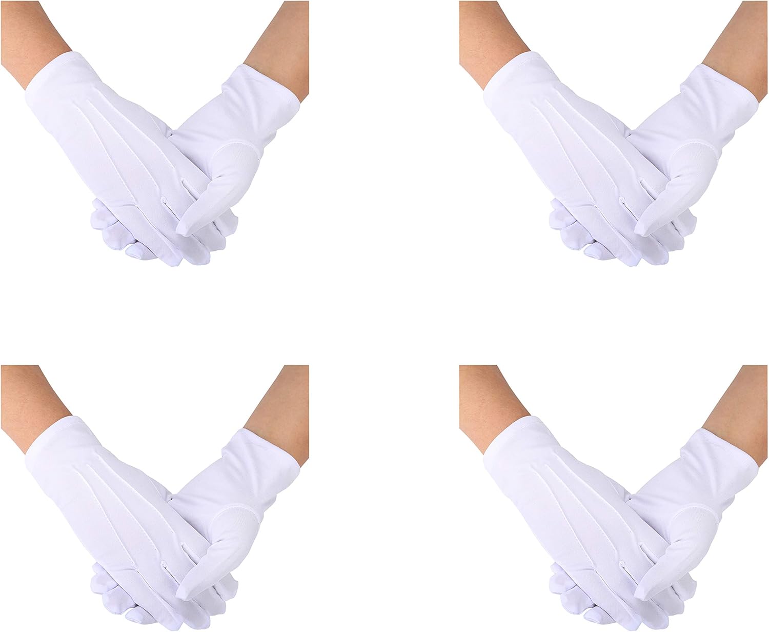 4 Pairs White Uniform Gloves Spandex Gloves Dress Glove for Man or