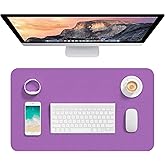 Hsurbtra Desk Pad, 23.6" x 13.8" PU Leather Desk Mat, M Extended Mouse Pad, Waterproof Desktop Blotter Protector, Non-Slip Ultra Thin Small Laptop Keyboard Writing Mat for Office Home, Purple