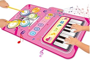 JKGIFTS Toys for 1 Year Old Girl Gifts,2 in 1 Piano Mat Montessori Toys for 1 2 Year Old Girl,Educational Musical Toy First Birthday Gifts for 1 2 3 Year Olds Girls,Christmas Stocking Stuffers for Toddler