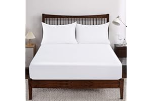 SHUNJIE.HOME 100% Egyptian Cotton Fitted Sheet Queen Only, 400 Thread Count Queen Size Fitted Sheet White, 16" Deep Pocket, Colorfast Dyes & Shrink Resistant, Soft & Silky Sateen Weave for Home & Hotel