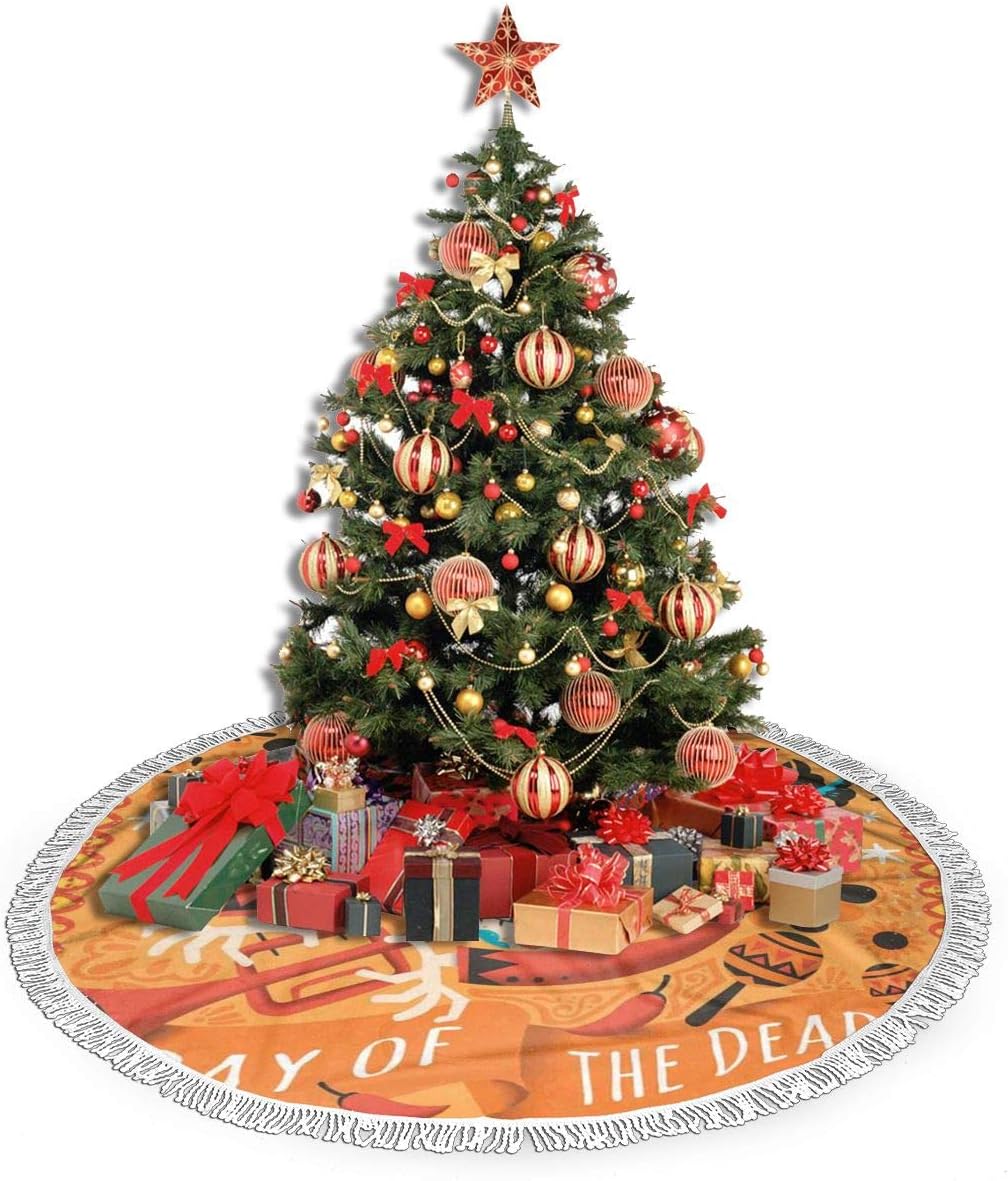 Amazon Com 48 Fringed Lace Christmas Tree Skirt With Santa Day