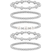 doubgood Gold Bracelets for Women, 5 Piece 14K Gold Plated Bracelet Stack Beaded Ball Jewelry Sets Gifts for Women