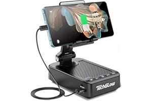 TechGlow Foldable Cellphone Stand with Bluetooth Speaker Power Bank 360° Rotatable Phone Stand Birthday Gifts for Men Women Mother Father Cool Tech Gadgets